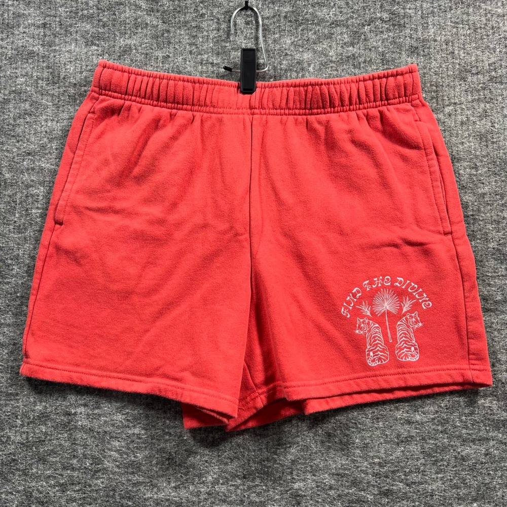 PacSun Find The Divine Tiger Graphic Sweat Shorts Red Mens Size M